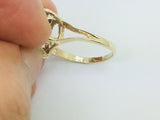 10k Yellow Gold Round Cut Cabochon Turquoise December Birthstone Floral Ring