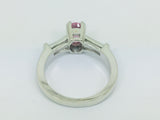 14k White Gold Oval Cut 0.65ct Pink Topaz & 9pt Diamond Ring