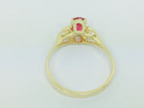 10k Yellow Gold Oval Cut .92ct Red Spinel Solitaire & Hearts Ring