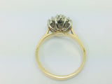 14k Yellow and White Gold Oval Cut 0.15ct Sapphire September Birthstone & 0.32ct Diamond Cluster Ring