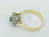 14k Yellow and White Gold Oval Cut 0.15ct Sapphire September Birthstone & 0.32ct Diamond Cluster Ring