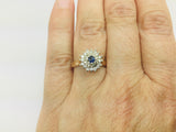 14k Yellow and White Gold Oval Cut 0.15ct Sapphire September Birthstone & 0.32ct Diamond Cluster Ring