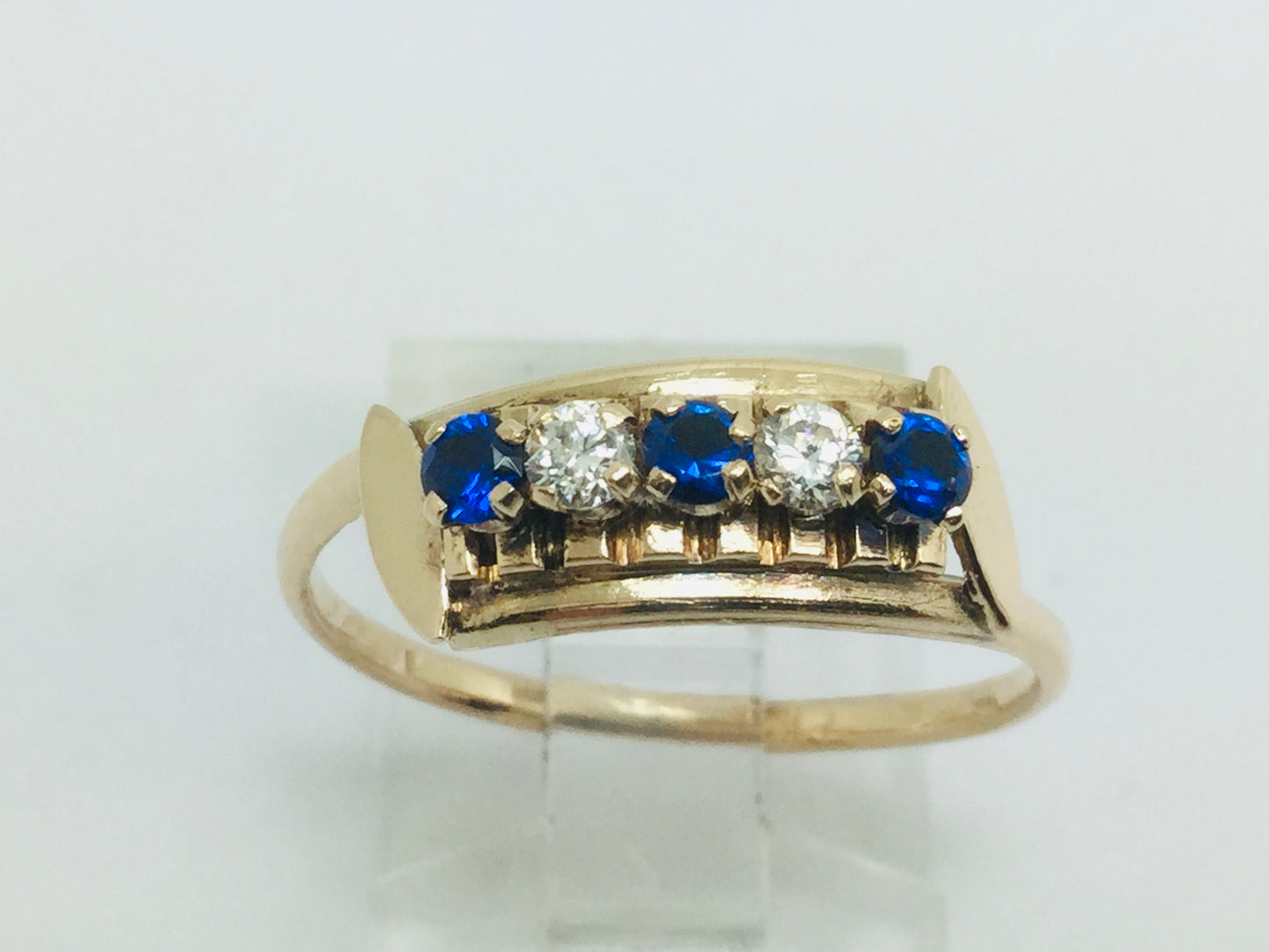 14k Yellow Gold Round Cut September Birthstone & Cubic Zirconia (CZ) Ring