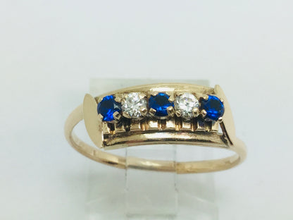 14k Yellow Gold Round Cut September Birthstone & Cubic Zirconia (CZ) Ring
