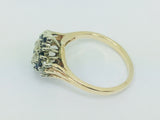 14k Yellow Gold Round Cut 24pt Sapphire September Birthstone & 12pt Diamond Row Set Cluster Ring