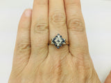 14k Yellow Gold Round Cut 24pt Sapphire September Birthstone & 12pt Diamond Row Set Cluster Ring