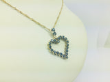 14k Yellow Gold Round Cut 1.32ct Sapphire Heart Pendent & Twisted Link Necklace