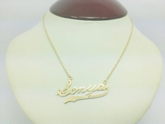 14k Yellow Gold 'Sonya' Cursive Name Necklace