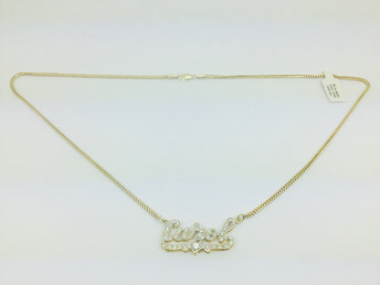 10k Yellow Gold Round Cut 0.68ct Diamond 'Carol' Name Necklace