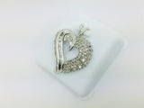 14k White Gold Round & Baguette Cut 1.5ct Diamond Heart Pendent