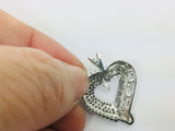 14k White Gold Round & Baguette Cut 1.5ct Diamond Heart Pendent