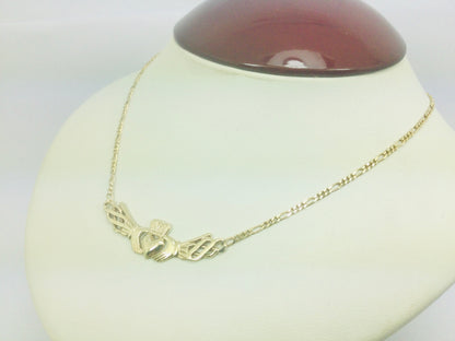 9k Yellow Gold Claddagh Irish Necklace
