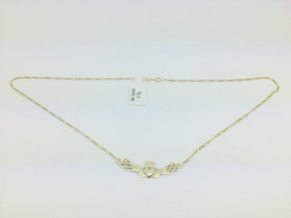 9k Yellow Gold Claddagh Irish Necklace