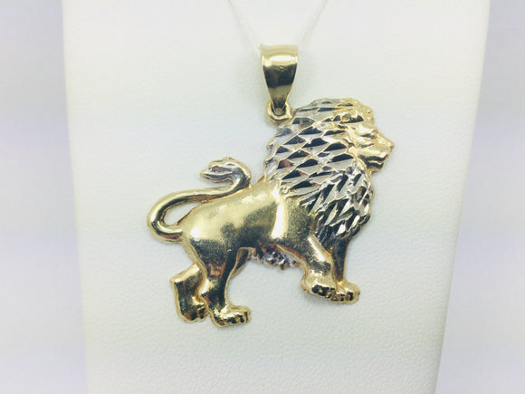 10k Yellow and White Gold Lion Pendent