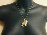 10k Yellow and White Gold Lion Pendent