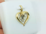 14k Yellow Gold Round Cut 10pt Diamond Heart Pendent