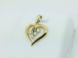 14k Yellow Gold Round Cut 10pt Diamond Heart Pendent