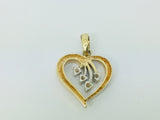 14k Yellow Gold Round Cut 10pt Diamond Heart Pendent