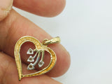 14k Yellow Gold Round Cut 10pt Diamond Heart Pendent