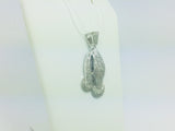 10k White Gold Round Cut 0.83ct Diamond Praying Hands Pendent