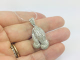10k White Gold Round Cut 0.83ct Diamond Praying Hands Pendent