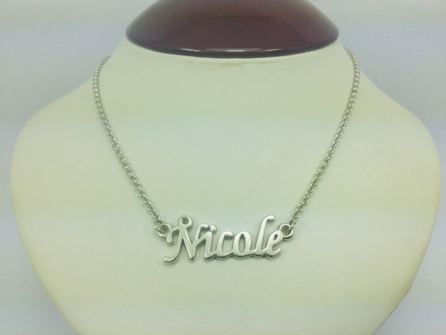 10k White Gold Round Cut 3pt Smoky Topaz 'Nicole' Name Necklace