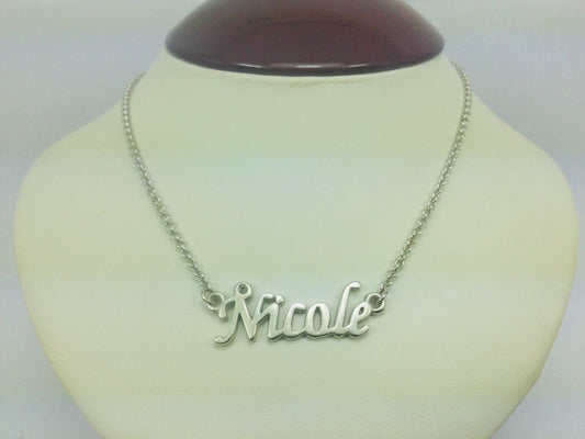 10k White Gold Round Cut 3pt Smoky Topaz 'Nicole' Name Necklace
