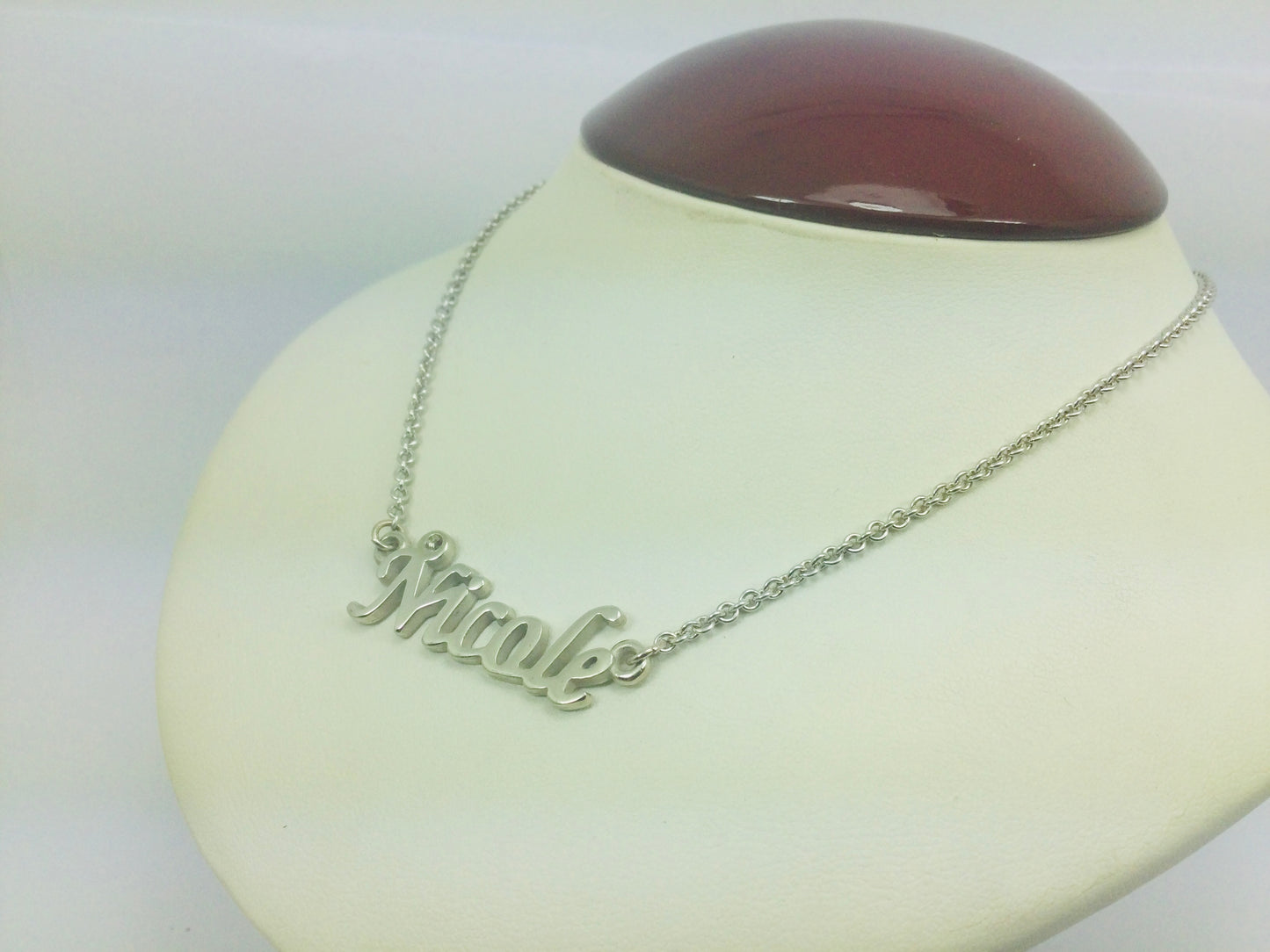 10k White Gold Round Cut 3pt Smoky Topaz 'Nicole' Name Necklace