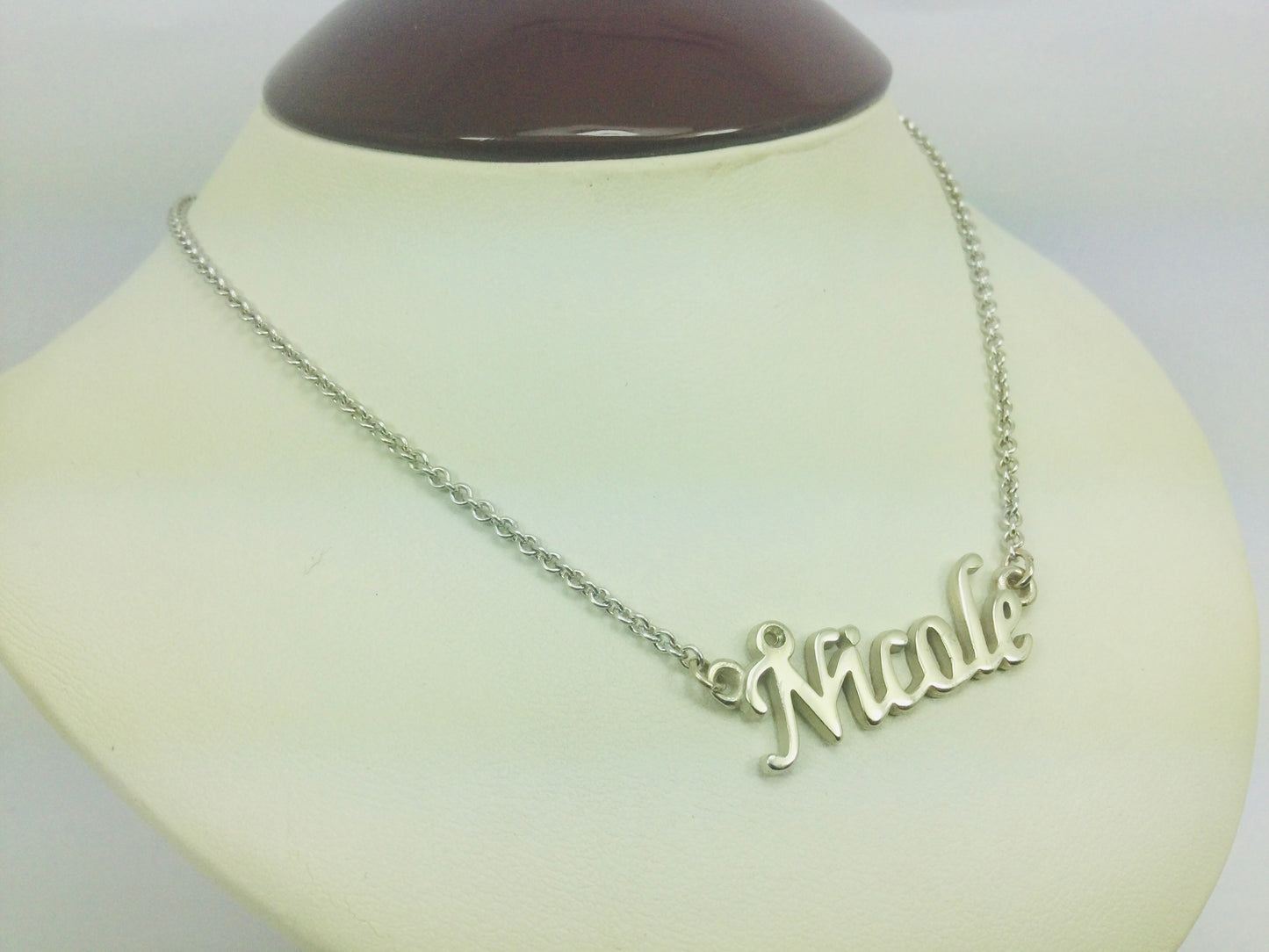 10k White Gold Round Cut 3pt Smoky Topaz 'Nicole' Name Necklace