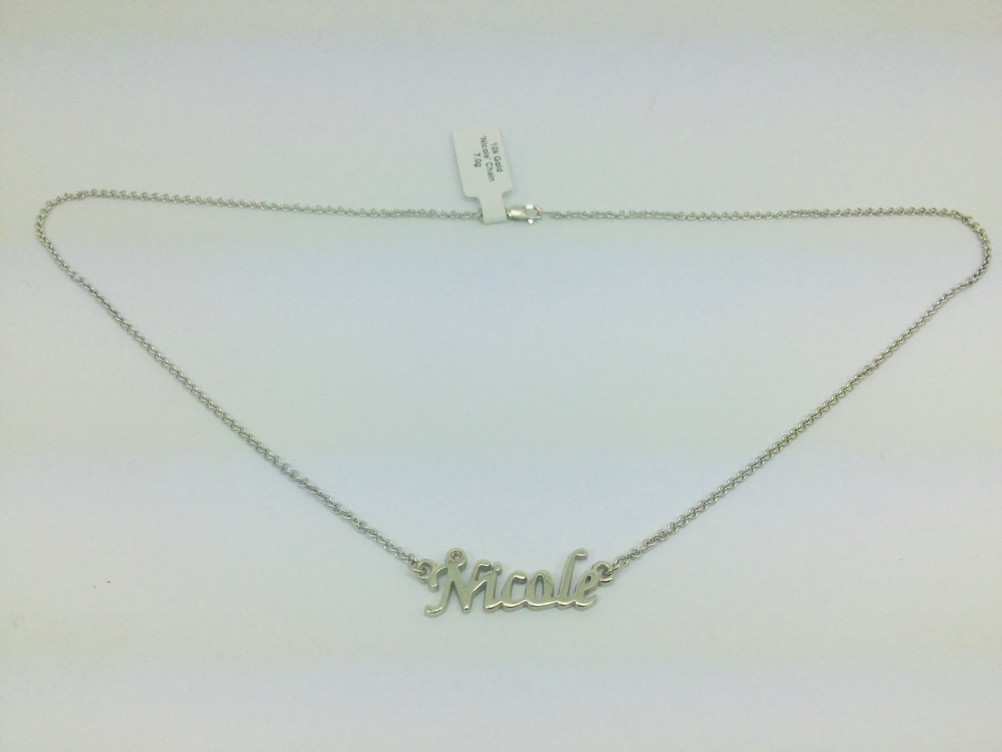 10k White Gold Round Cut 3pt Smoky Topaz 'Nicole' Name Necklace