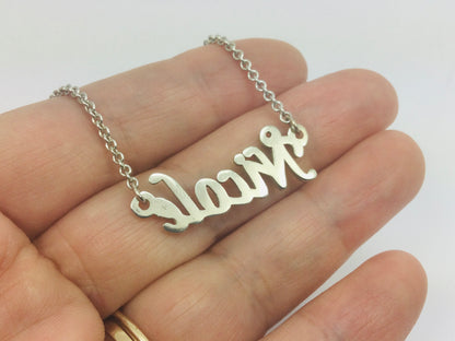 10k White Gold Round Cut 3pt Smoky Topaz 'Nicole' Name Necklace