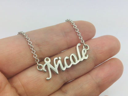 10k White Gold Round Cut 3pt Smoky Topaz 'Nicole' Name Necklace