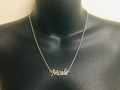 10k White Gold Round Cut 3pt Smoky Topaz 'Nicole' Name Necklace