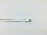 Platinum Round Cut 25pt Sapphire & Diamond Pendent and 14k White Gold Chain