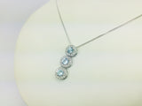 14k White Gold Round Cut Blue Topaz & Diamond Pendent and 10k Gold Chain Necklace