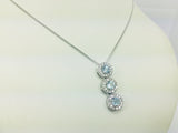 14k White Gold Round Cut Blue Topaz & Diamond Pendent and 10k Gold Chain Necklace