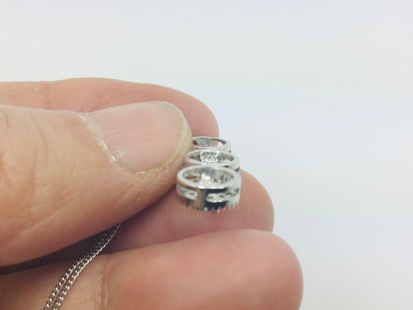 14k White Gold Round Cut Blue Topaz & Diamond Pendent and 10k Gold Chain Necklace