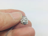 14k White Gold Round Cut Blue Topaz & Diamond Pendent and 10k Gold Chain Necklace