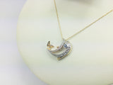 10k Yellow Gold Round Cut Sapphire and 8pt Diamond Necklace and Earring Set