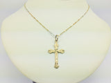10k Yellow Gold Cross Pendent & White and Yellow Gold Chain Necklace