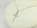 10k Yellow Gold Cross Pendent & White and Yellow Gold Chain Necklace