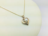 18k Yellow Gold Genuine Pearl June Birthstone Heart Necklace