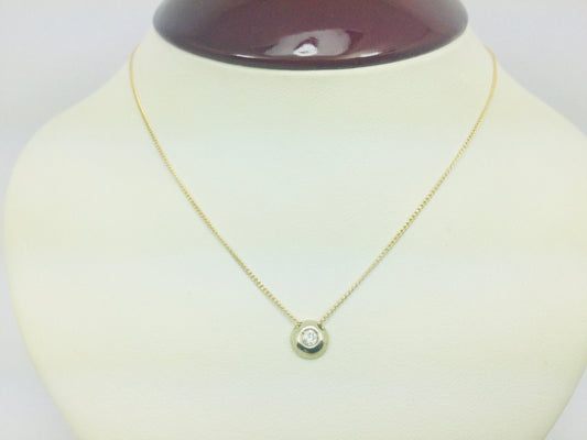 14k Yellow and White Gold Round Cut 6pt Diamond Solitaire Necklace