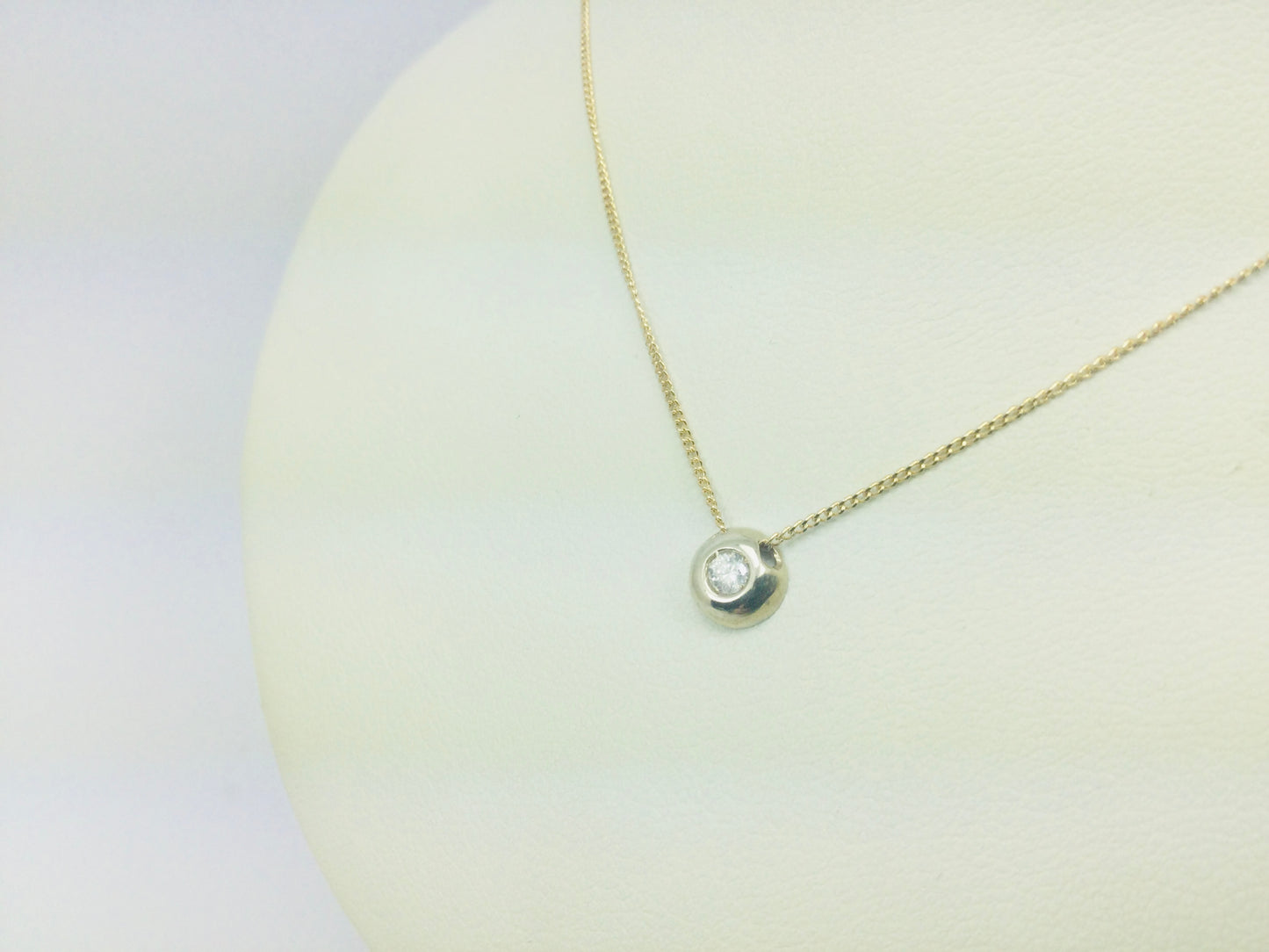 14k Yellow and White Gold Round Cut 6pt Diamond Solitaire Necklace