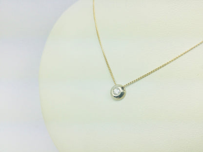 14k Yellow and White Gold Round Cut 6pt Diamond Solitaire Necklace