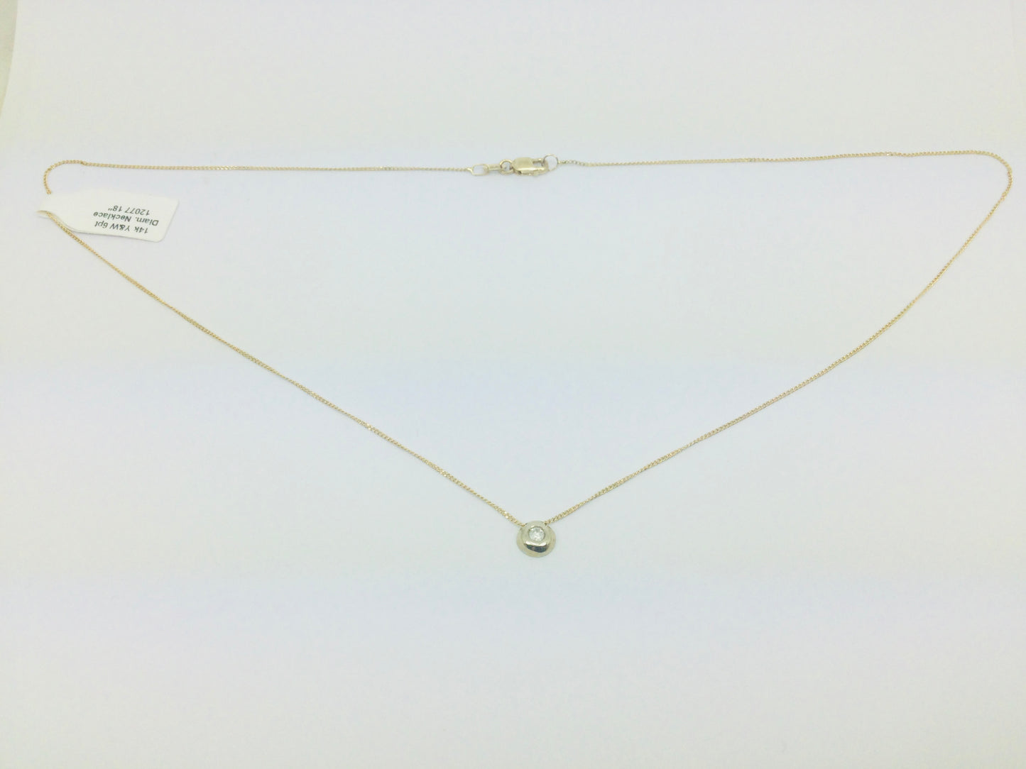 14k Yellow and White Gold Round Cut 6pt Diamond Solitaire Necklace