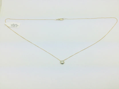 14k Yellow and White Gold Round Cut 6pt Diamond Solitaire Necklace
