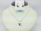 10k Yellow and White Gold Round Cut 28pt Diamond Necklace and Earring Set