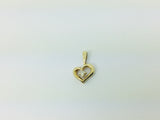 9k Yellow Gold Round Cut 2.5pt Diamond Heart Pendent