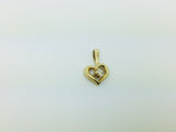 9k Yellow Gold Round Cut 2.5pt Diamond Heart Pendent